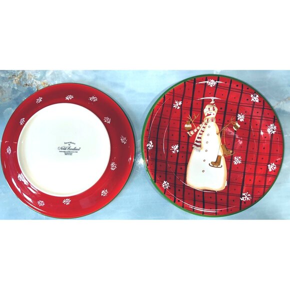 Snow Mates by Noble Excellence Christmas Holiday Plates Snowman and Snowflakes - Picture 2 of 8